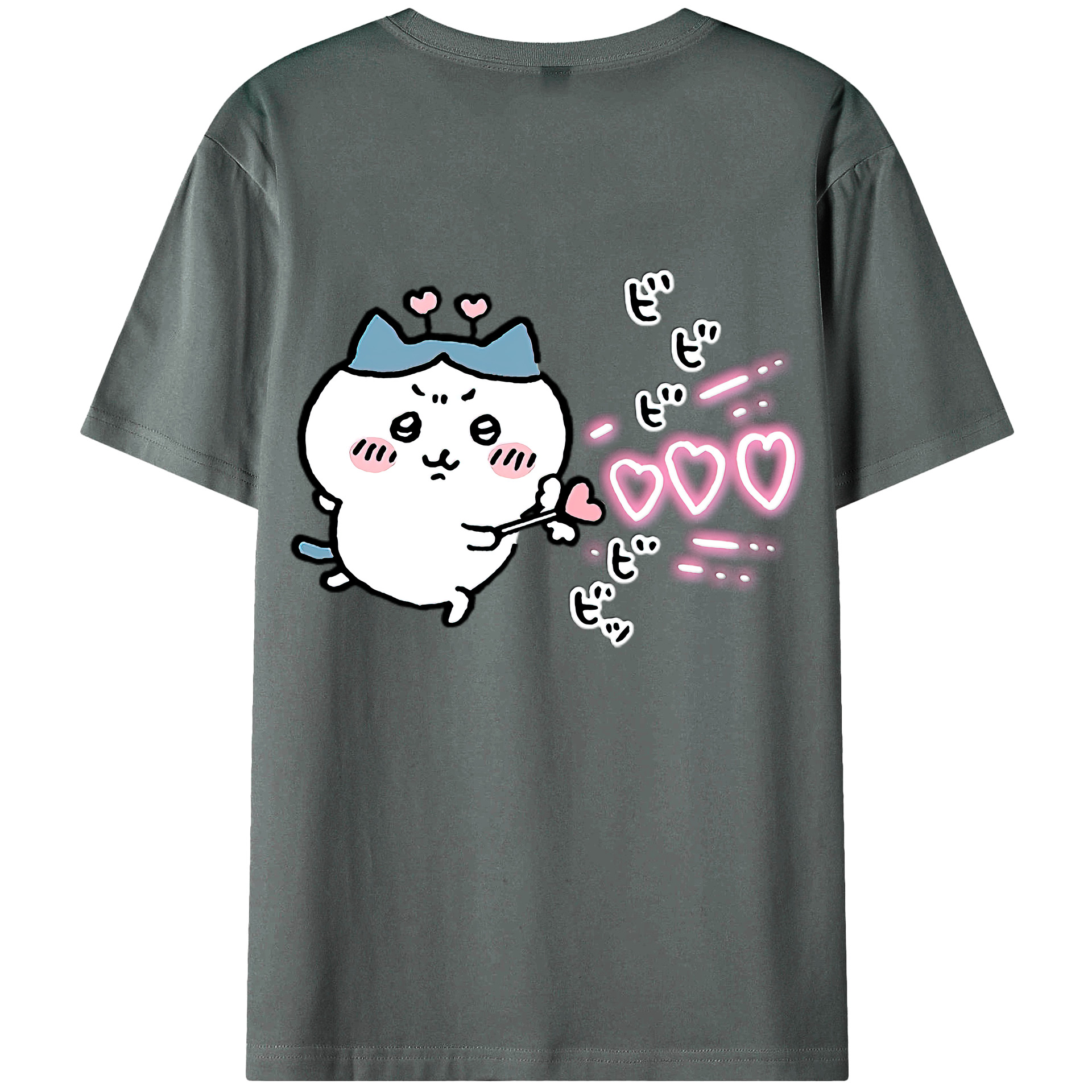 （画像用） ちいかわ ハチワレ Chii-kawa hachiware 綿100％ メンズ半袖Tシャツ（バックプリント） 通気性